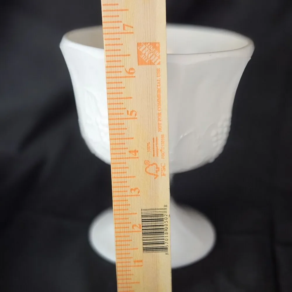 Vintage White Milk Glass Pedestal Compote Bowl Planter Colony in Harvest Grape